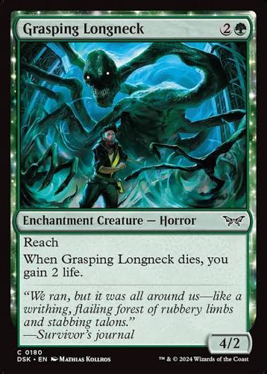 Magic the gathering (Forest) Grasping Longneck #0180 - Duskmourn: House of Horror - MTG Card (English) Common