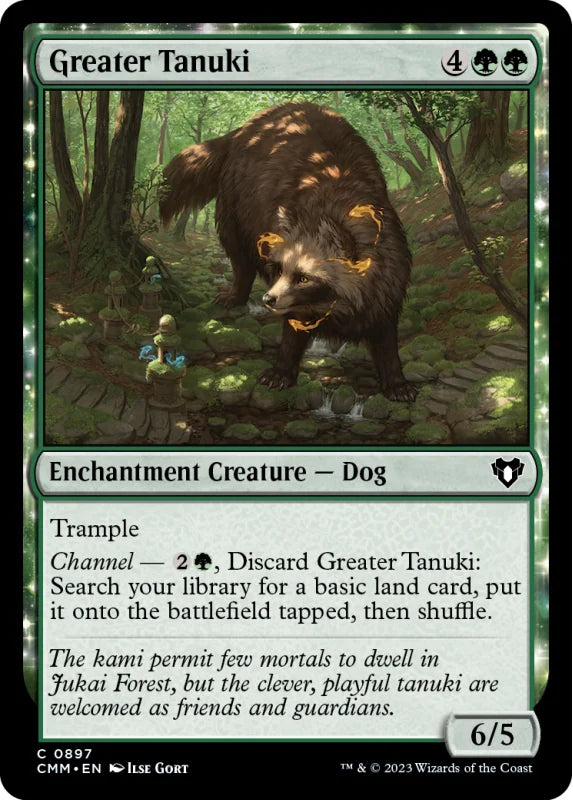 Magic the gathering (Forest) Greater Tanuki #0897 - Kamigawa: Neon Dynasty - MTG Card (English) Common