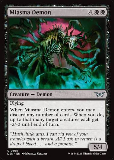 Magic the gathering (Swamp) Miasma Demon #0109 - Duskmourn: House of Horror - MTG Card (English) Uncommon