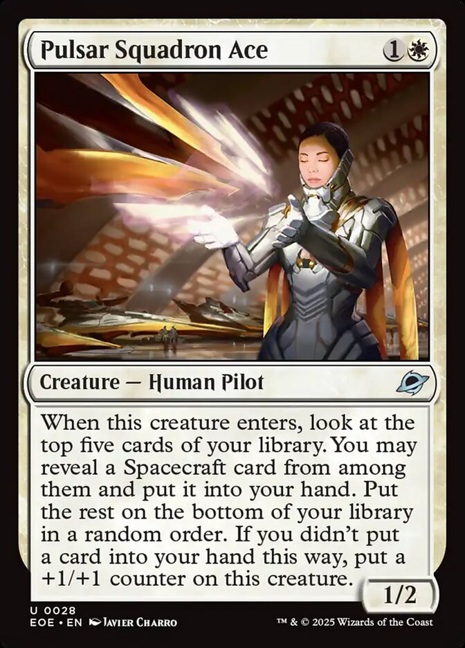 Magic the gathering (Plains) Pulsar Squadron Ace #0028 - Edge of Eternities - MTG Card (English) Uncommon