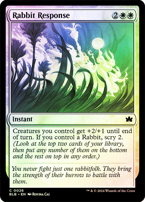 Magic the gathering (Plains) Rabbit Response #0026 - Bloomburrow - MTG Card (English) Common