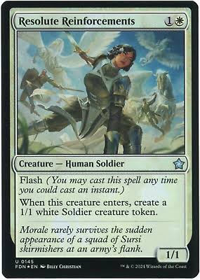 Magic the gathering (Plains) Resolute Reinforcements #0145 - Foundations - MTG Card (English) Uncommon