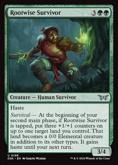 Magic the gathering (Forest) Rootwise Survivor #0196 - Duskmourn: House of Horror - MTG Card (English) Uncommon