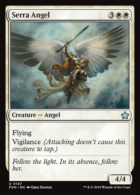 Magic the gathering (Plains) Serra Angel #0147 - Foundations - MTG Card (English) Uncommon