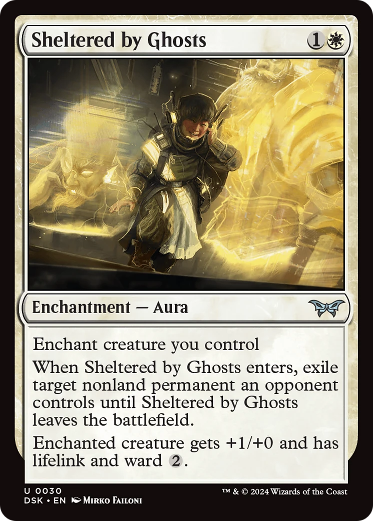 Magic the gathering (Plains) Sheltered by Ghosts #0030 - Duskmourn: House of Horror - MTG Card (English) Uncommon