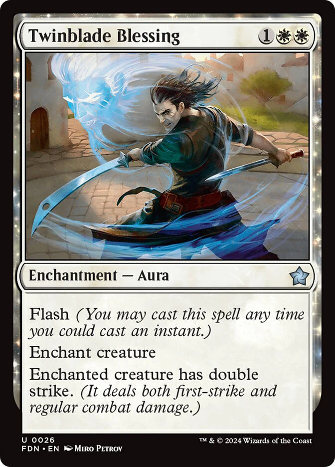 Magic the gathering (Plains) Twinblade Blessing #0026 - Foundations - MTG Card (English) Uncommon