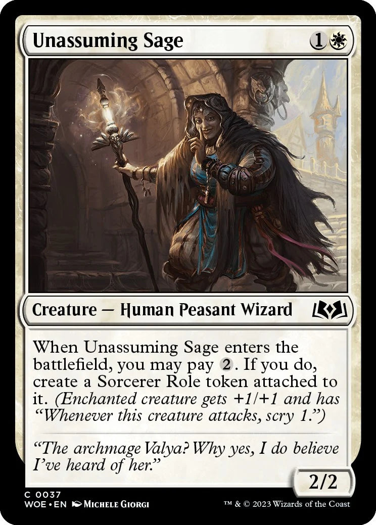 Magic the gathering (Plains) Unassuming Sage #0037 - Wilds of Eldraine Set - MTG Card (English) Common