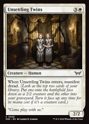 Magic the gathering (Plains) Unsettling Twins # 0038 - Duskmourn: House of Horror - MTG Card (English) Common