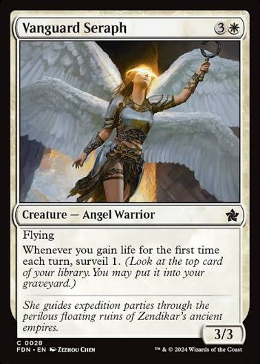 Magic the gathering (Plains) Vanguard Seraph #0028 - Foundations - MTG Card (English) Common