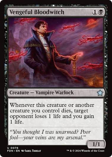 Magic the gathering (Swamp) Vengeful Bloodwitch #0076 - Foundations - MTG Card (English) Uncommon