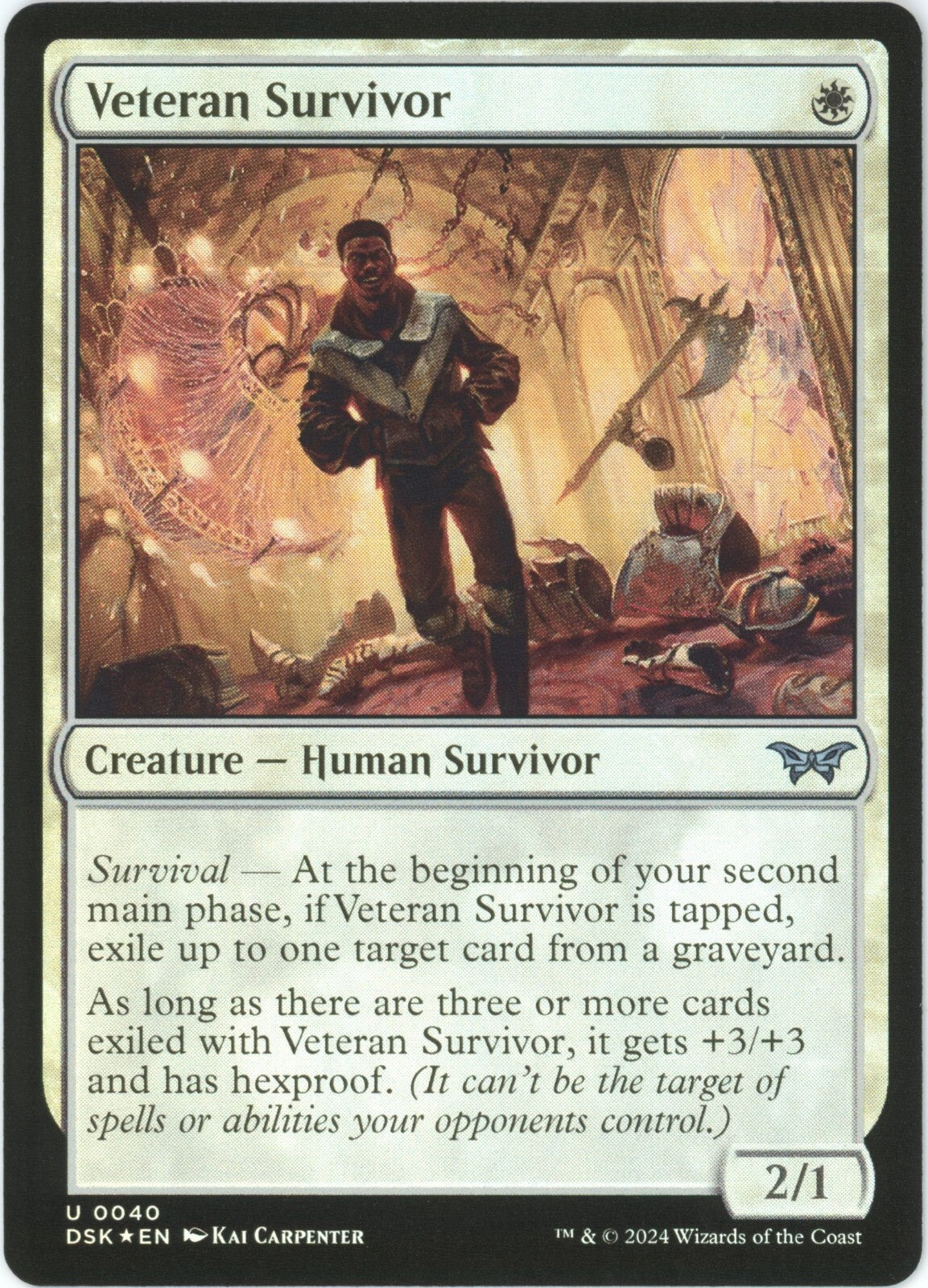Magic the gathering (Plains) Veteran Survivor #0040 - Duskmourn: House of Horror - MTG Card (English) Uncommon