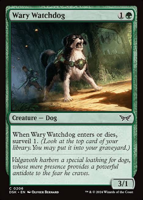 Magic the gathering (Forest) Wary Watchdog #0206 - Duskmourn: House of Horror - MTG Card (English) Common