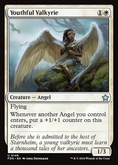 Magic the gathering (Plains) Youthful Valkyrie #0149 - Foundations - MTG Card (English) Uncommon