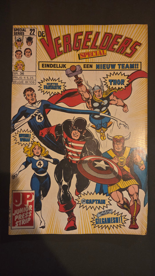 Marvel Juniorpress Presenteert: De Vergelders Special Nr. 36 – Eindelijk een Nieuw Team | Met Thor, Mister Fantastic, Invisible Woman, De Captain & Gilgamesh | Dutch Edition